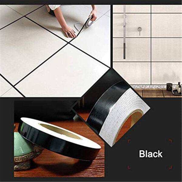 banda adeziva decorativa pentru acoperirea rosturilor gresie si faianta rola 60m x 10mm negru cbd coral best deals 549633