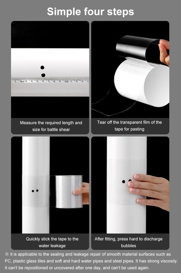 banda adeziva pentru etansare si izolare tevi si recipiente super puternica cu lipici foarte rezistent utilizare universala 150 x 10 cm transparent cb 849051