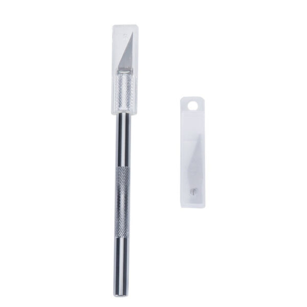 bisturiu tip cutter pentru diverse activitati cutter metalic de precizie cu 5 lame de rezerva argintiu cbd coral best deals 293523