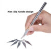 bisturiu tip cutter pentru diverse activitati cutter metalic de precizie cu 5 lame de rezerva argintiu cbd coral best deals 895018