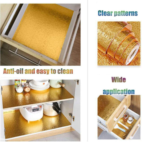 folie dcorativa pentru protectie pereti si mobila de bucatarie 40 x 200cm model 3d auriu cbd coral best deals 259097