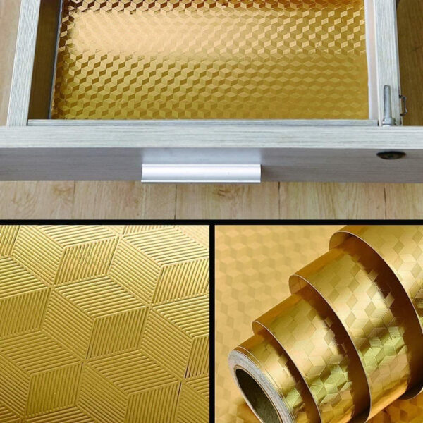 folie dcorativa pentru protectie pereti si mobila de bucatarie 40 x 200cm model 3d auriu galben cbd coral best deals 659676