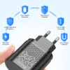 incarcator retea cu 2 porturi usb ultra charge 1x usb 3 0 si 1x usb tip csi priza inteligent cu incarcare super rapida compatibil universal negru 066646