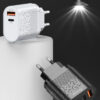 incarcator retea cu 2 porturi usb ultra charge 1x usb 3 0 si 1x usb tip csi priza inteligent cu incarcare super rapida compatibil universal negru 185703
