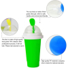 pahar pentru facut slushy milkshake si suc inghetat compatibil congelator 250ml cu lingura si pai 2in1 silicon premium albastru cbd coral best deals 846492