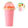 pahar pentru facut slushy milkshake si suc inghetat compatibil congelator 250ml cu lingura si pai 2in1 silicon premium roz cbd coral best deals 529095