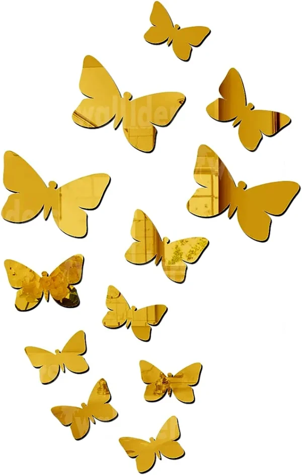 Set 100 Oglinzi Acrilice, In Forma De Fluture, Autoadezive, 40x4 Cm | izideal