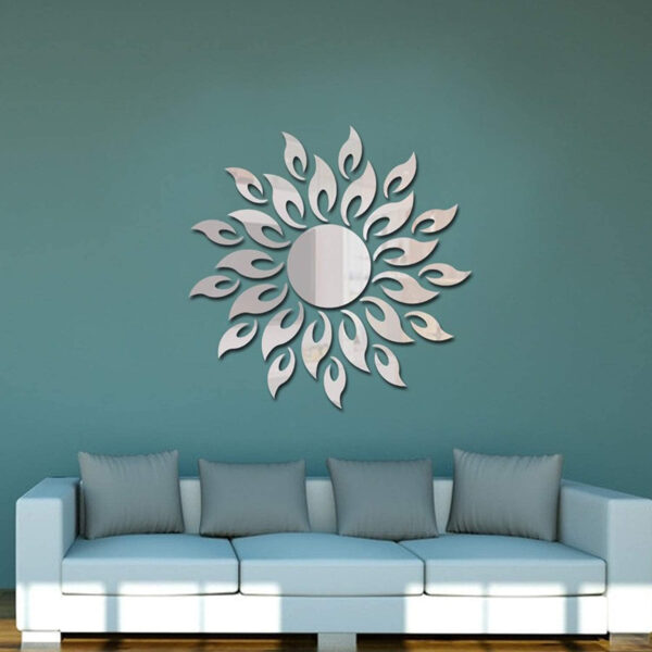 set 27 oglinzi acrilice din pvc autoadezive pentru decorarea peretilor soare cu 26 de raze negru 181610