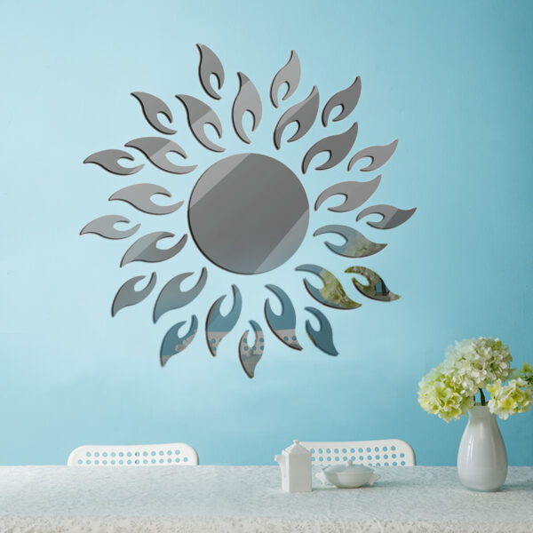 set 27 oglinzi acrilice din pvc autoadezive pentru decorarea peretilor soare cu 26 de raze negru 577640
