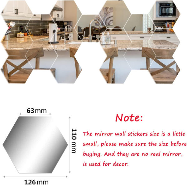 Set 24 Oglinzi Acrilice Decorative Hexagonale,, Model L, 12x11x6.5cm, | izideal
