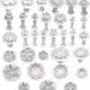 set 33 forme pentru decorat tort si prajituri cup cake cu stelute flori fluturi inimioare si frunze din pvc alb 648116