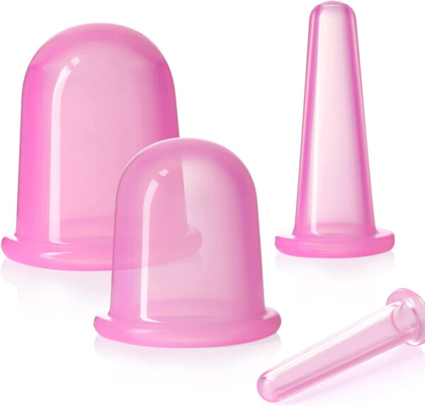 Set 4 Ventuze Masaj Anticelulitic Cu Vacuum - E, Roz, Pvc, Diferite | izideal