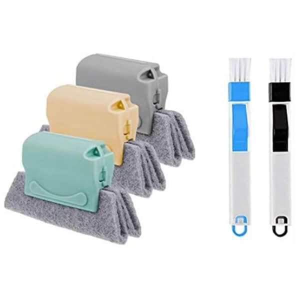 set 5 piese profesionale pentru curatarea tamplariei pvc a geamurilor termopan si a locurilor greu accesibile 3 bureti abrzivi si 2 perii dure cu mini 189259