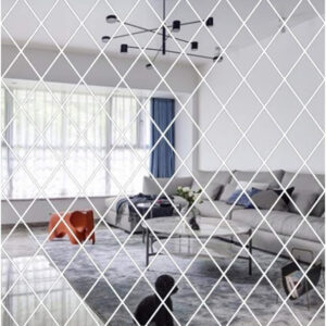 set 58 oglinzi acrilice din pvc in forma de romb autoadezive pentru decorarea peretilor 100 x 100 cm premium cbd coral best deals 162258