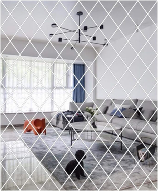 set 58 oglinzi acrilice din pvc in forma de romb autoadezive pentru decorarea peretilor 100 x 100 cm premium cbd coral best deals 162258