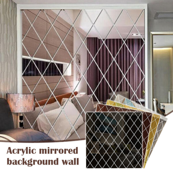 set 58 oglinzi acrilice din pvc in forma de romb autoadezive pentru decorarea peretilor 100 x 100 cm premium cbd coral best deals 644729