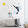 sticker decorativ doamna si balena albastra autocolant premium cbd coral best deals 753289