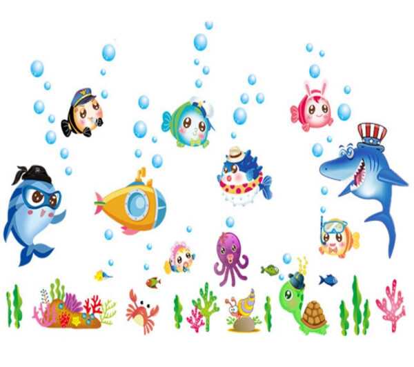 Sticker Decorativ, Pesti, Animale Si Plante Marine, 75x123cm, | izideal