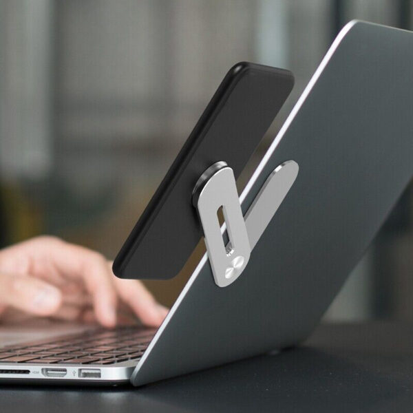 suport magnetic pentru telefon cu prindere pe laptop sau desktop cu auto adeziv din aluminiu premium compatibil universal cbd coral best deals 079149