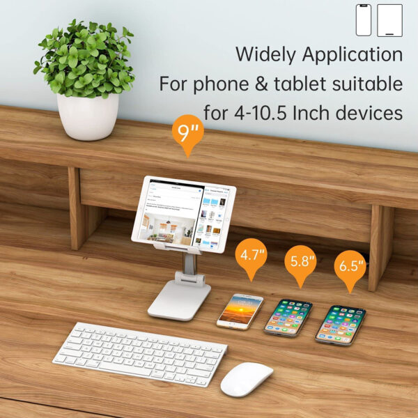 suport pentrutelefon smartphone sau tableta pentru masa sau birou portabil pliabil cu reglaj multiplu premium alb 533079